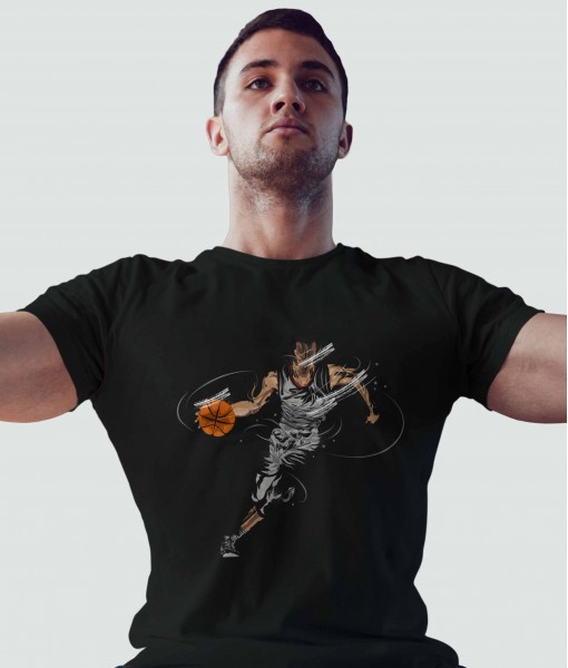 Мъжка тениска с щампа Спортни Илюстрации Basketball grunge player
